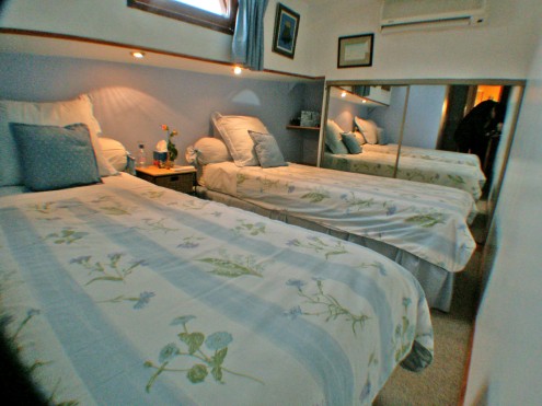 The 'lavender' cabin on the Emma, configurable as two twins, or queen.