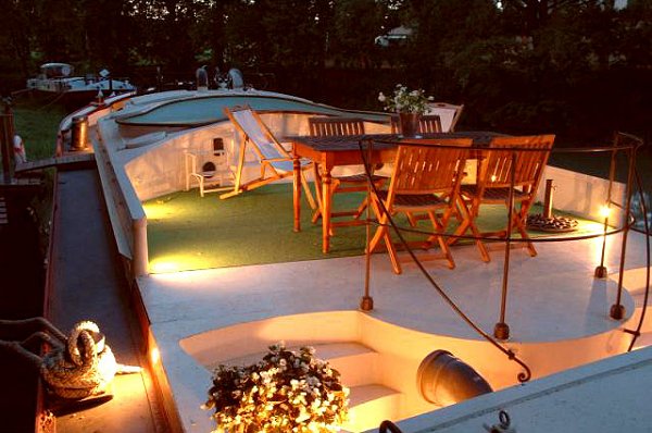 Deck at night, aboard Alegria