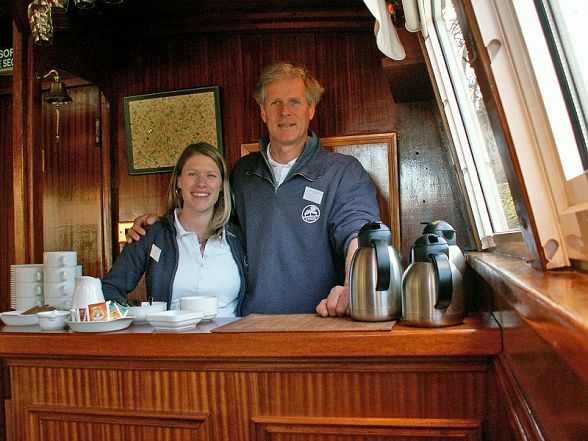 Athos' Owners, Julian and Dannielle.  Captain Julian
welcomes you on board.
