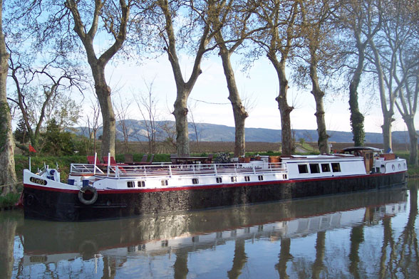 The Hotel Barge Athos on the Canal du Midi.