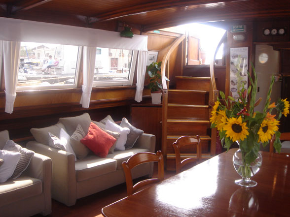 The salon aboard the Athos.