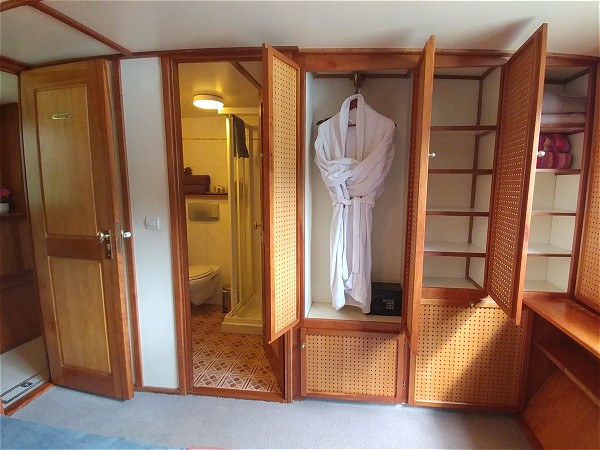 There is ample storage space in each cabin