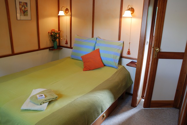One of the Clair de Lune's cabins.  Each cabin can be configured as a twin or double.