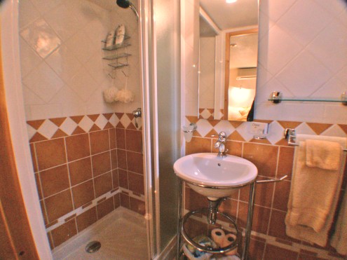 Each cabin has a private bath with shower, sink, and commode.