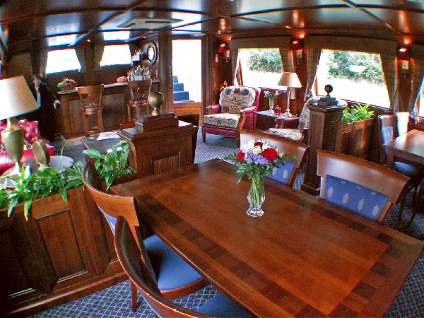 The dining room has intimate seating for dinner