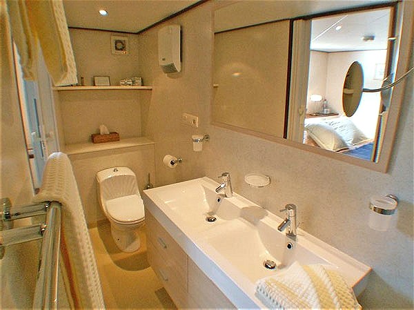 Each cabin aboard Panache has its own ensuite bathroom