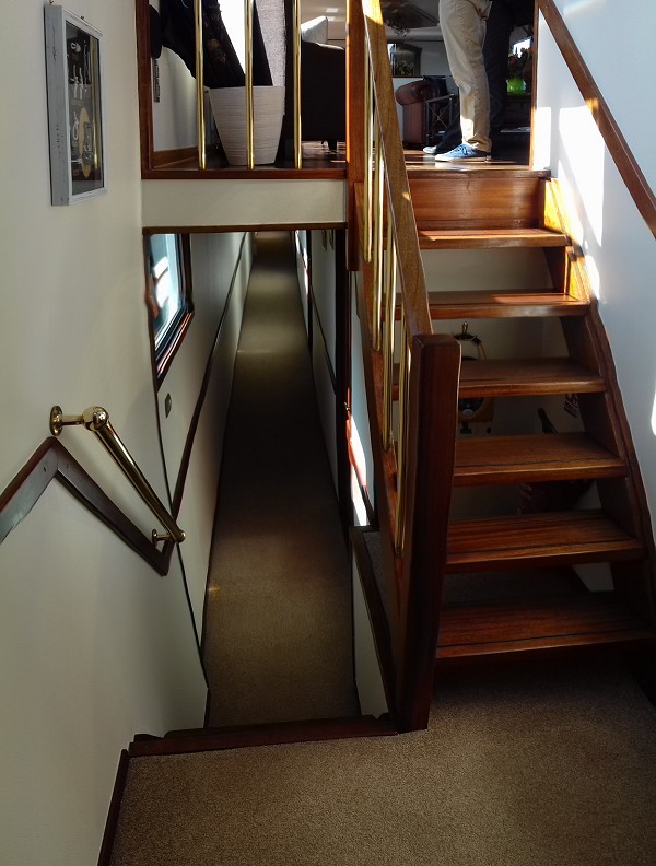 The stairway leading from the salon to the
cabins
