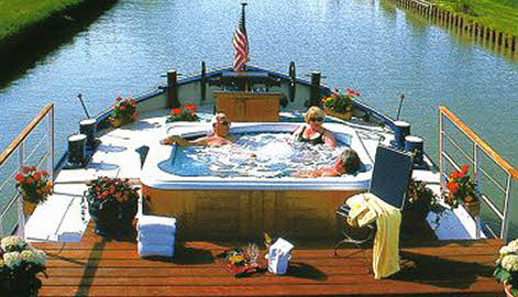 Relaxing in the Jacuzzi aboard Renaissance.