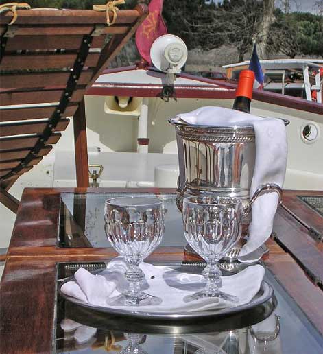 Wine chilling on the foredeck of Roi Soleil.