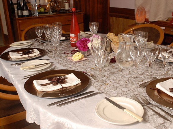 The dining room is always beautifully
set for every meal