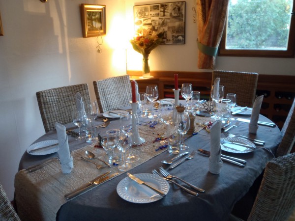 The dining table is set for your elegant
dinner