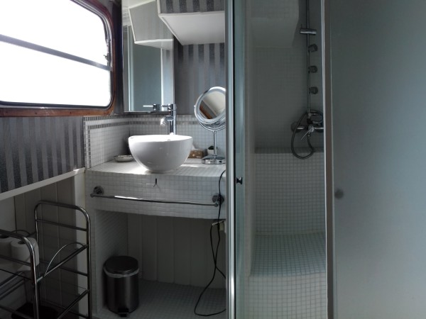 The ensuite bath and shower in the aft cabin