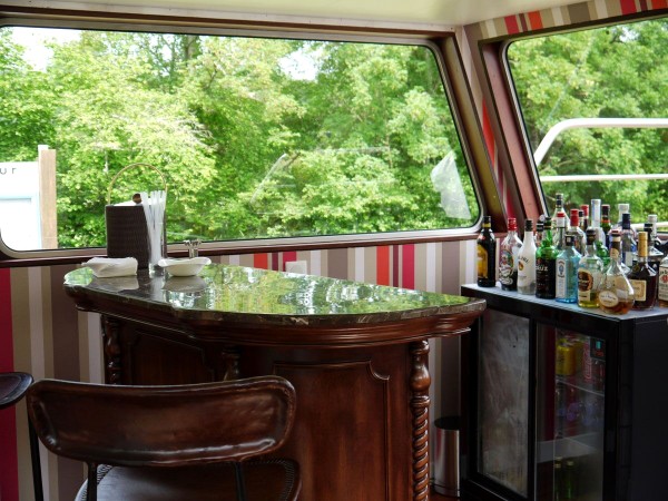 The well stocked bar on board the Grand
Victoria