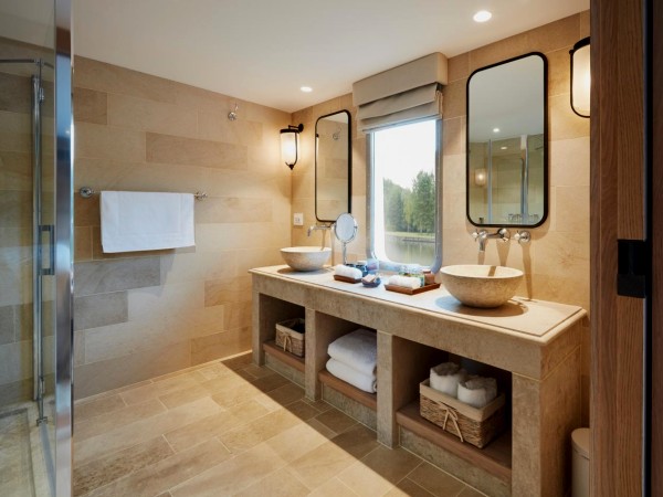 The luxurious white marble bathrooms have
every amenity