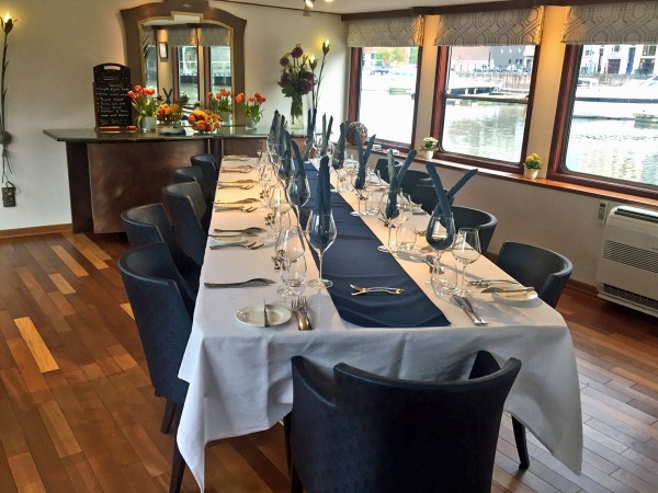 The elegant dining room on board the Panache