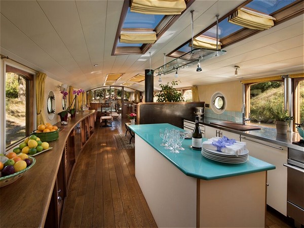 The open galley was designed for
cooking demonstrations for passengers who wish to hone their culinary skills