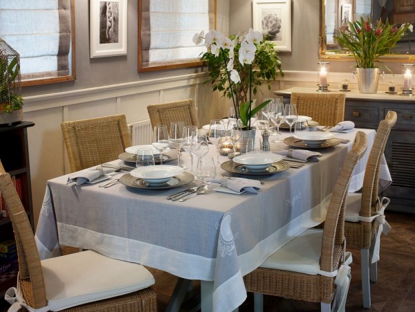 The dining table is always elegantly set for every meal