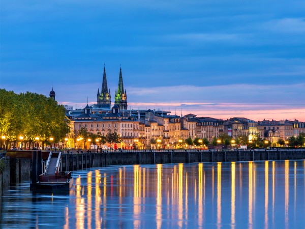 Bordeaux expansive waterfront and promenade shown above
and below